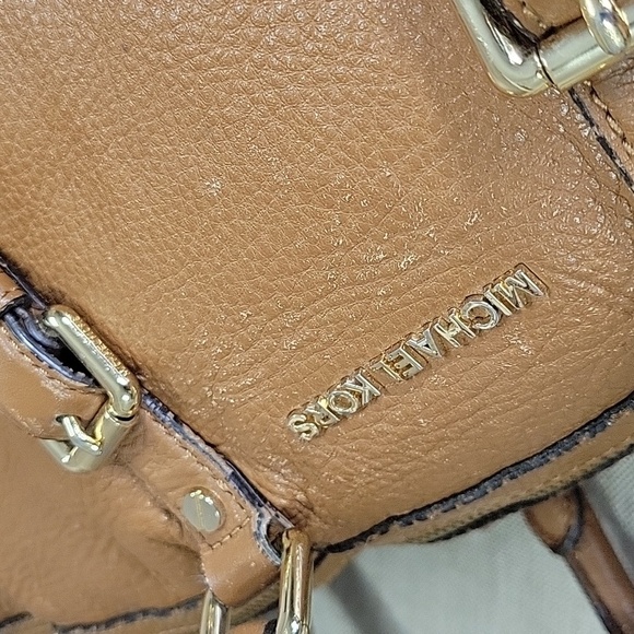 Michael Kors Brown Leather Satchel Shoulder Bag Hobo Tote - Picture 7 of 16